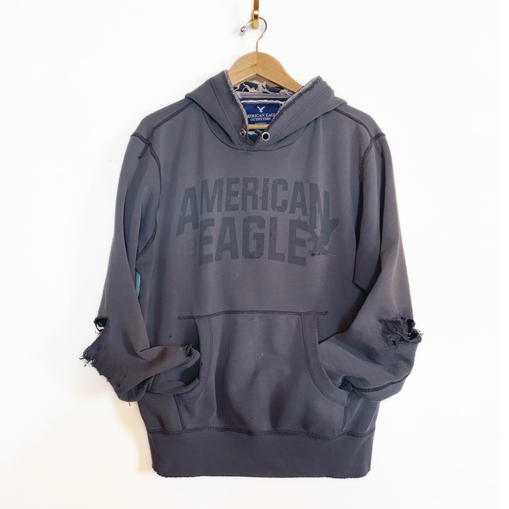Vtg AMERICAN EAGLE distressed Hoodie Y2K Mens size L